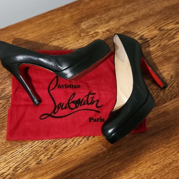 Christian Louboutin Black Leather Heels – Iconic Red Sole, Size 37/7 - Picture 7 of 7